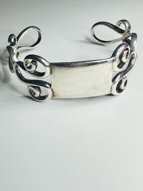 925 ATI Swirl Cuff Bracelet Sterling Silver Thailand Engrave-able